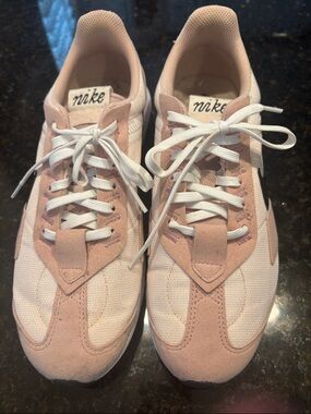 Nike Pink and White Low-Top Trainers